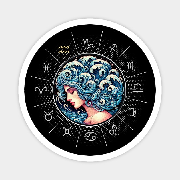 ZODIAC Aquarius - Astrological AQUARIUS - AQUARIUS - ZODIAC sign - Van Gogh style - 5 Magnet by ArtProjectShop